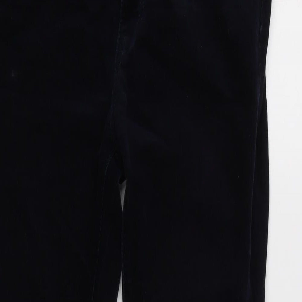 Marks and Spencer Womens Blue Cotton Trousers Size 8 L28 in Regular Zip