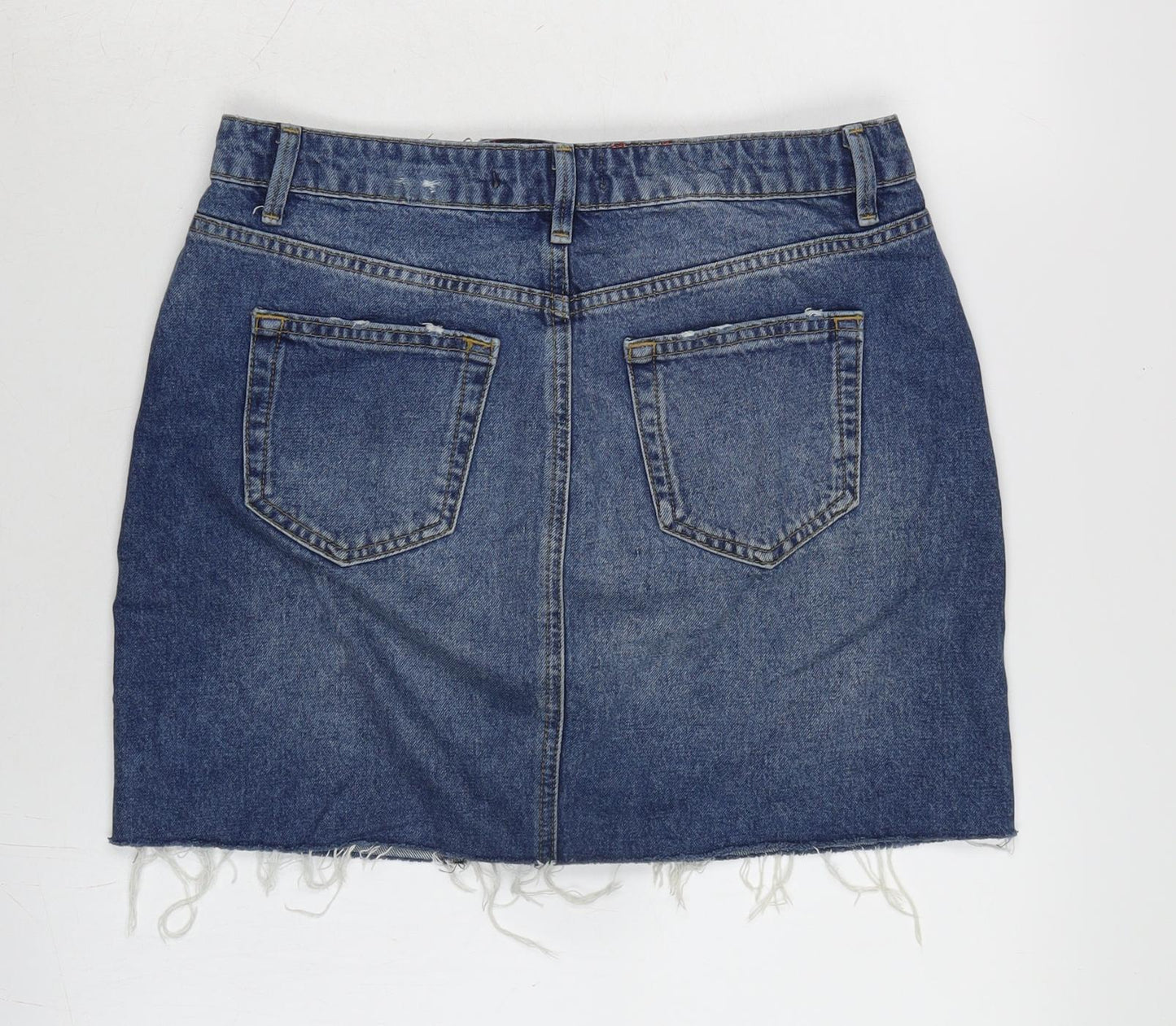 Very Womens Blue Cotton A-Line Skirt Size 30 in Zip