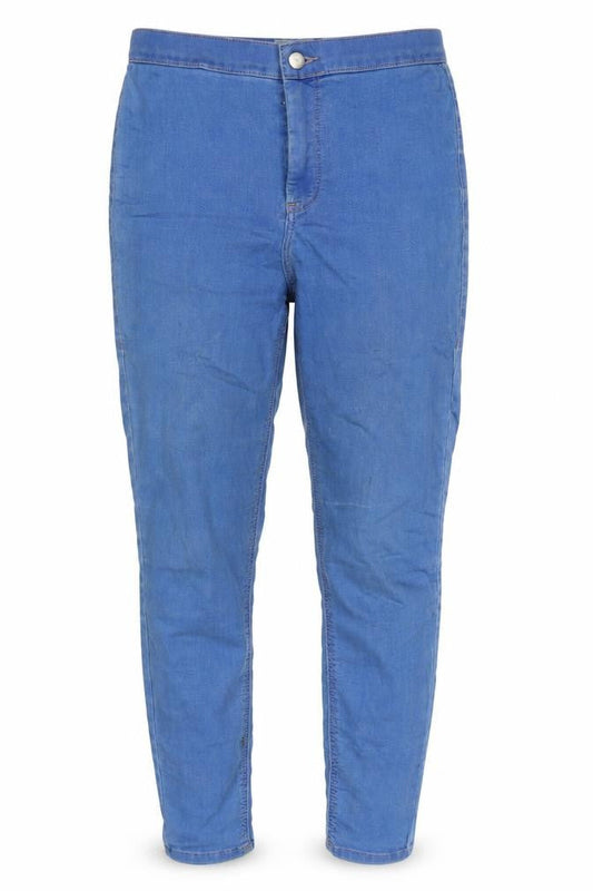 Topshop Womens Blue Cotton Blend Tapered Jeans Size 30 in L24.5 in Regular Zip
