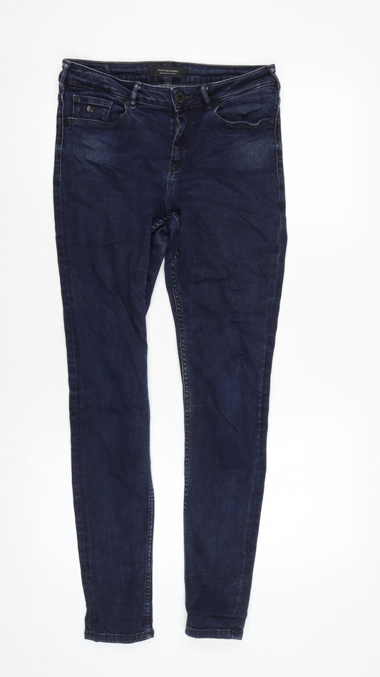 Scotch & Soda Womens Blue Cotton Blend Tapered Jeans Size 28 in L28 in Regular Zip