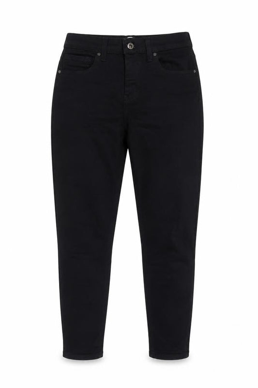 Topshop Womens Black Cotton Blend Tapered Jeans Size 28 in L25 in Extra-Slim Zip