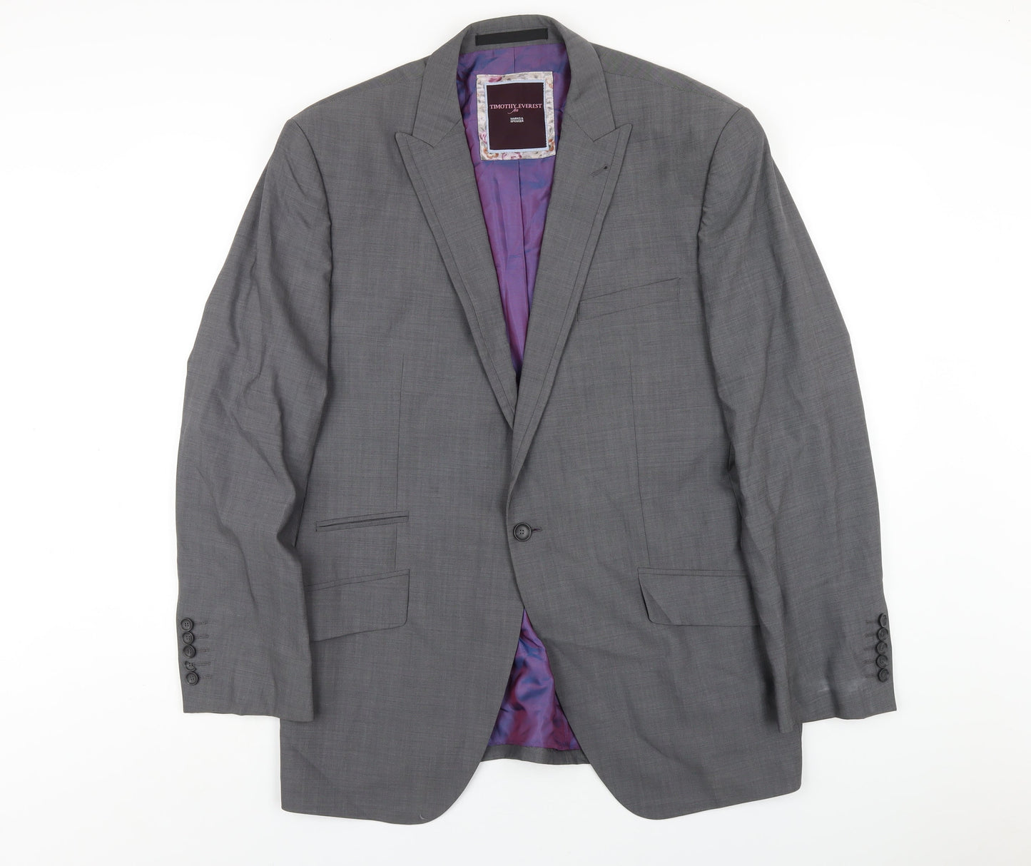 Marks and Spencer Mens Grey Wool Jacket Blazer Size 42 Regular