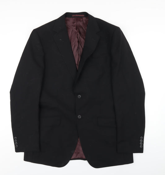 Marks and Spencer Mens Black Wool Jacket Blazer Size 40 Regular