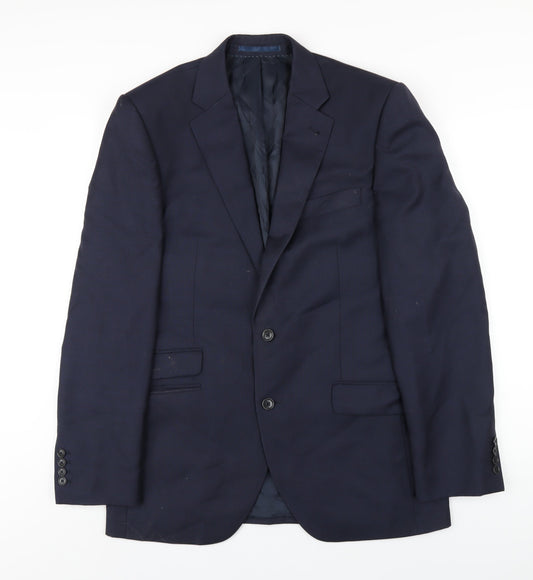 New & Lingwood Mens Blue Polyester Jacket Blazer Size 40 Regular