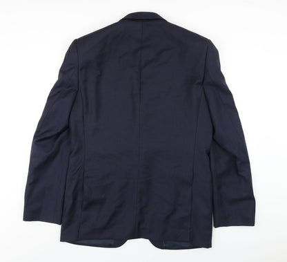 New & Lingwood Mens Blue Polyester Jacket Blazer Size 40 Regular