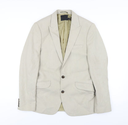 Additional front view of ASOS men’s beige polyester jacket blazer, size 36, regular