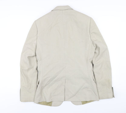 Back view of ASOS men’s beige polyester jacket blazer, size 36, regular