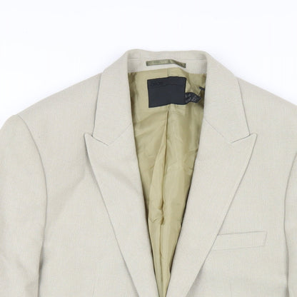 Close-up detail of ASOS men’s beige polyester jacket blazer, size 36, regular