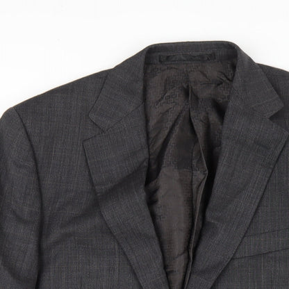 Close-up detail of Autograph men’s grey wool jacket blazer, size 38, regular