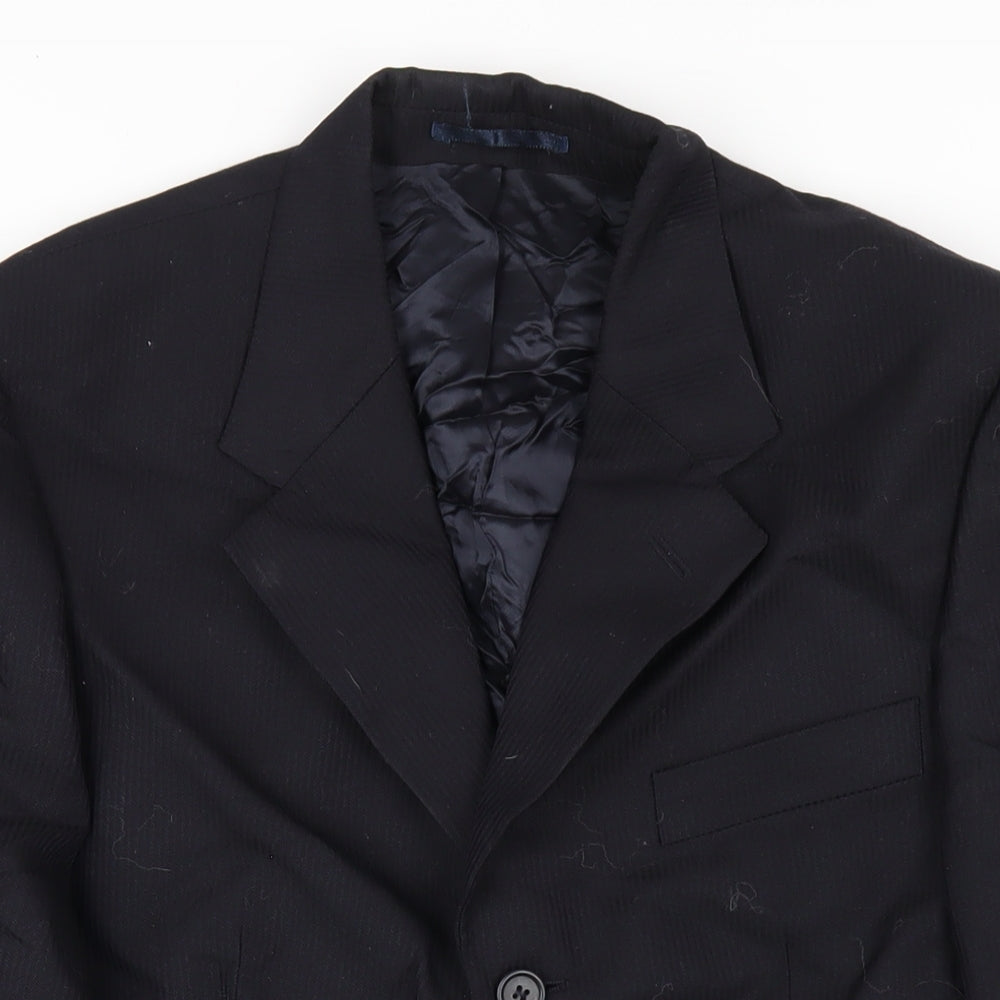 Charlton Gray Mens Blue Striped Polyester Jacket Blazer Size 38 Regular