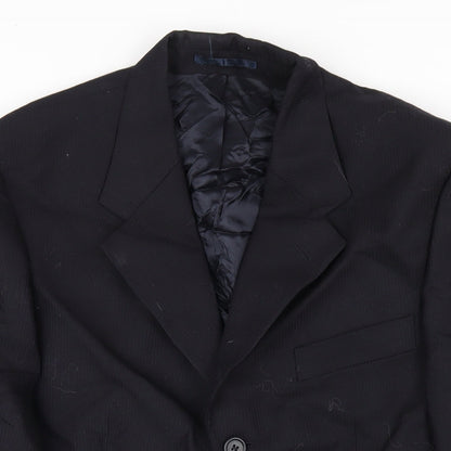 Charlton Gray Mens Blue Striped Polyester Jacket Blazer Size 38 Regular