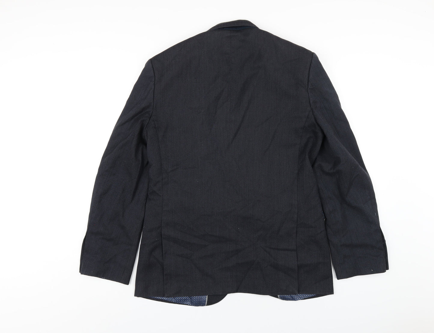 Fellini Mens Blue Polyester Jacket Blazer Size 38 Regular