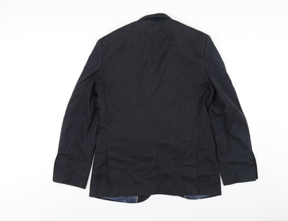 Fellini Mens Blue Polyester Jacket Blazer Size 38 Regular