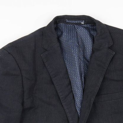 Fellini Mens Blue Polyester Jacket Blazer Size 38 Regular