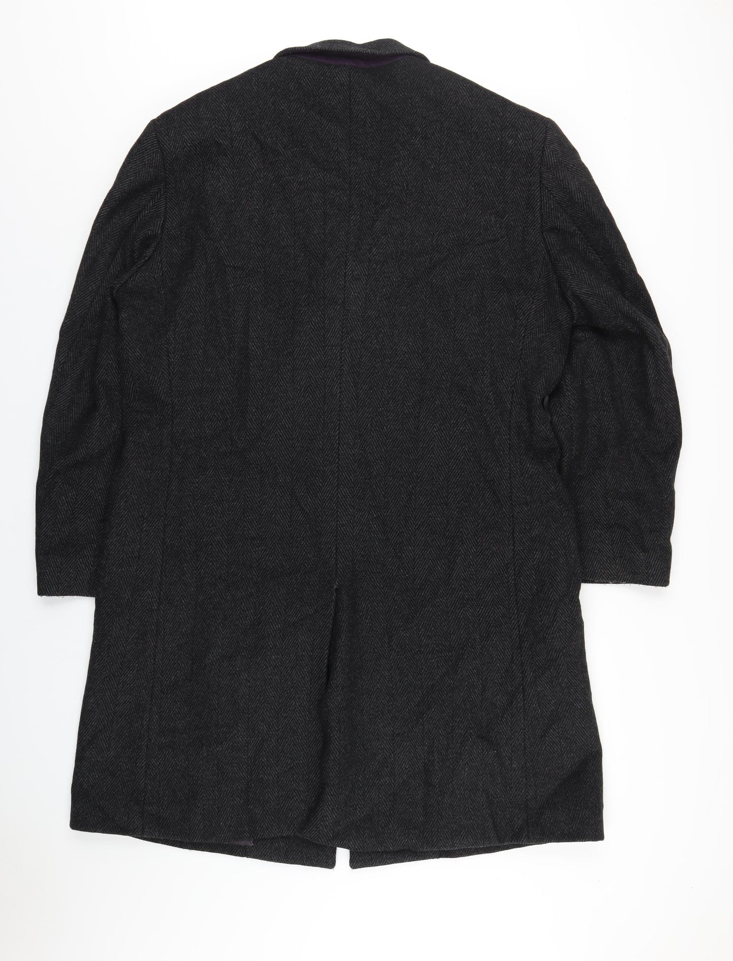 Greenwoods Mens Grey Overcoat Coat Size L Button