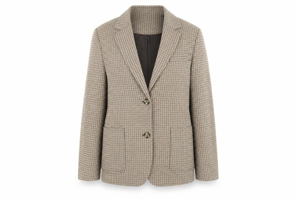 Pull&Bear Womens Brown Plaid Jacket Blazer Size S Button