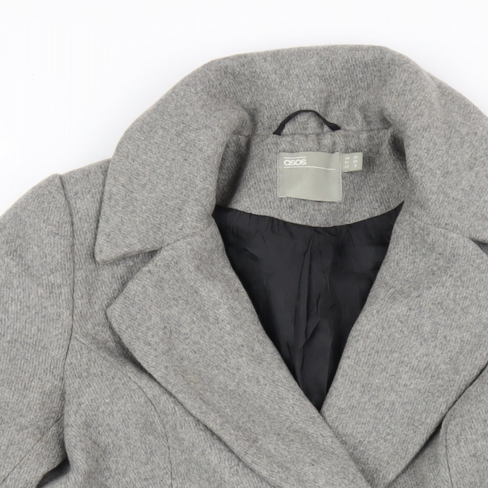 ASOS Womens Grey Pea Coat Coat Size 10 Button