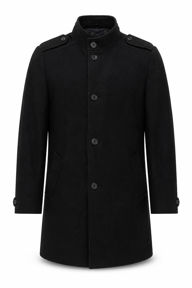 Marks & Spencer Mens Black Overcoat Coat Size M Button