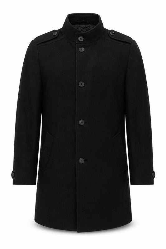Marks & Spencer Mens Black Overcoat Coat Size M Button