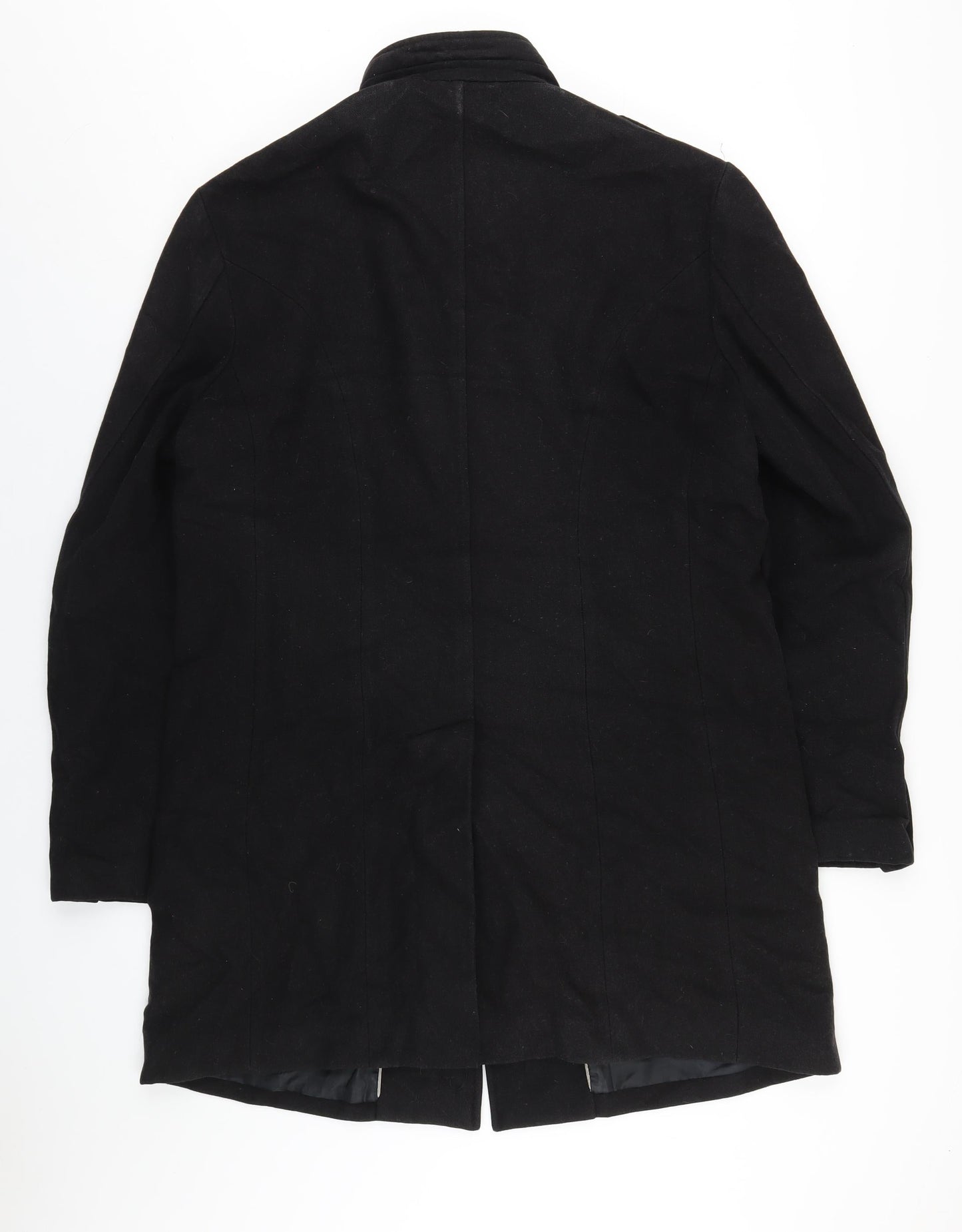 Marks and Spencer Mens Black Overcoat Coat Size M Button