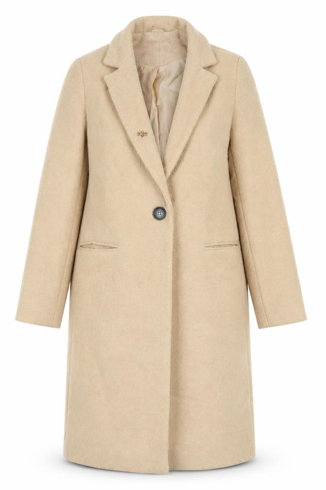 New Look Womens Beige Overcoat Coat Size 8 Button