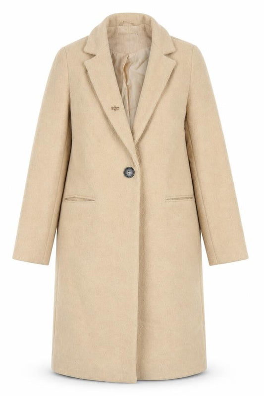 New Look Womens Beige Overcoat Coat Size 8 Button