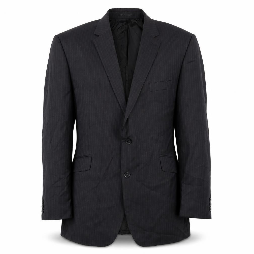 Burton Mens Grey Striped Wool Jacket Blazer Size 48 Regular