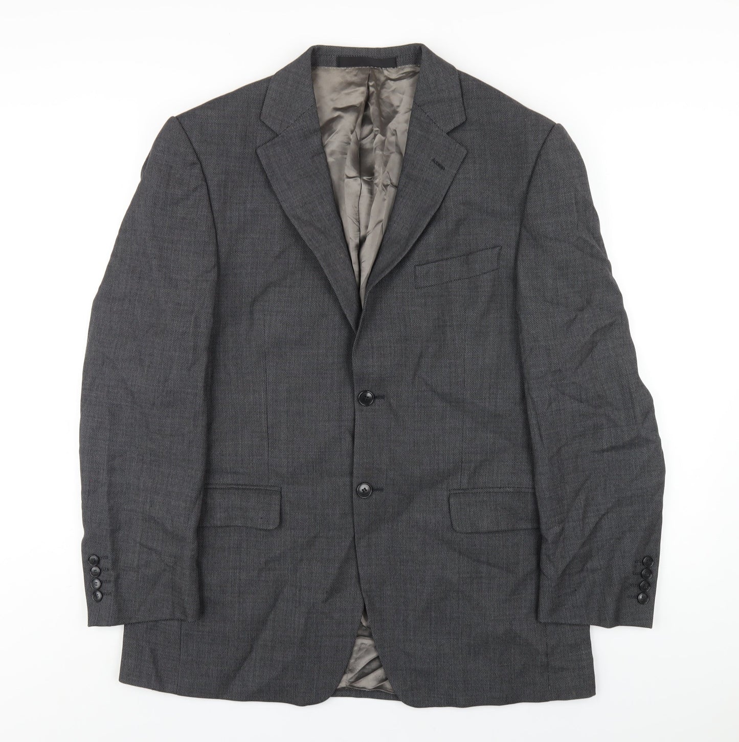 Marks and Spencer Mens Grey Wool Jacket Blazer Size 40 Regular
