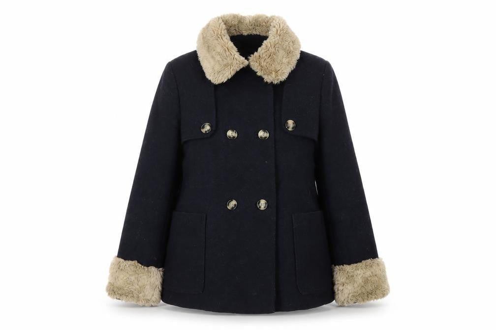 Topshop Womens Blue Overcoat Coat Size 10 Button