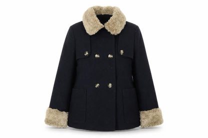 Topshop Womens Blue Overcoat Coat Size 10 Button