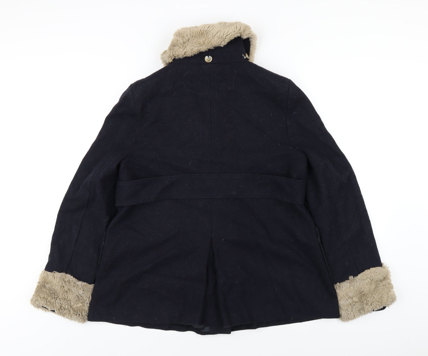 Topshop Womens Blue Overcoat Coat Size 10 Button