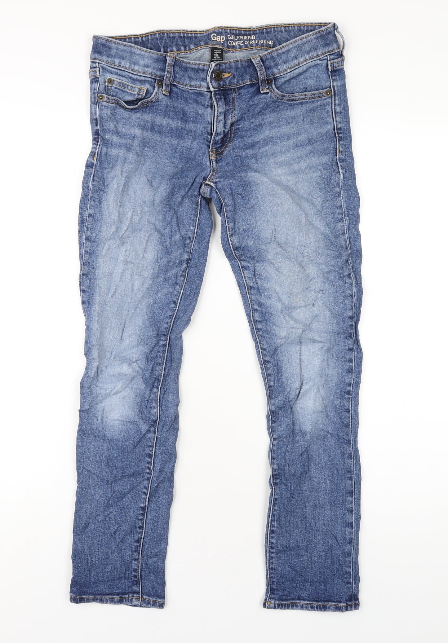 Gap Womens Blue Cotton Straight Jeans Size 25 in L27 in Regular Zip