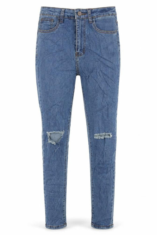 PRETTYLITTLETHING Womens Blue Cotton Skinny Jeans Size 8 L28 in Regular Zip