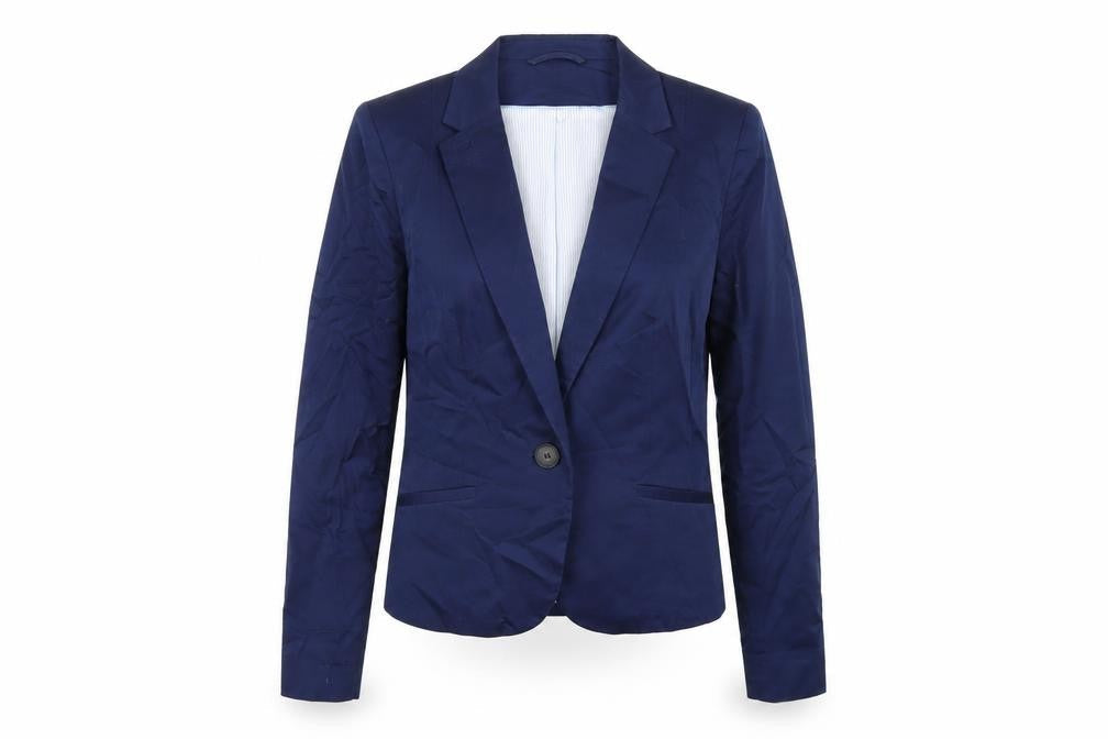 H&M Womens Blue Cotton Jacket Blazer Size 10