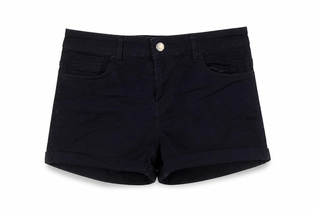 H&M Womens Blue Cotton Basic Shorts Size 8 Regular Zip