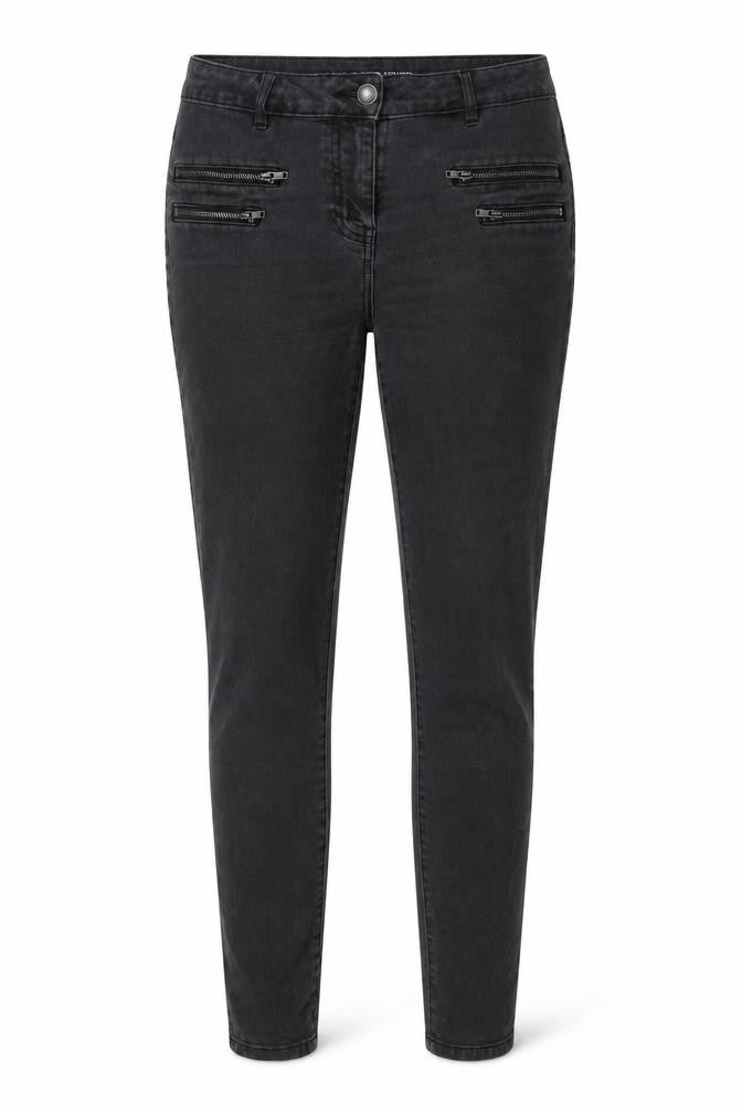 Next Womens Grey Cotton Skinny Jeans Size 14 L29 in Slim Zip - Zip pockets