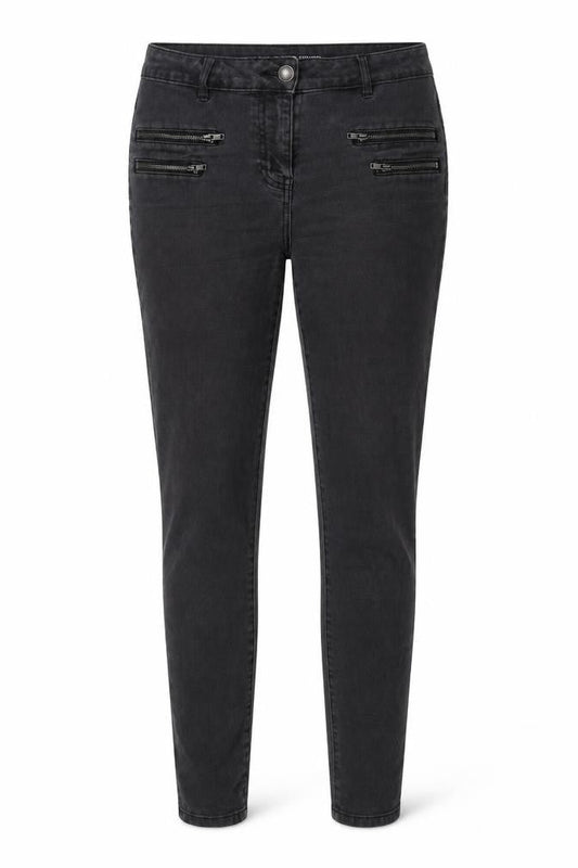 Next Womens Grey Cotton Skinny Jeans Size 14 L29 in Slim Zip - Zip pockets