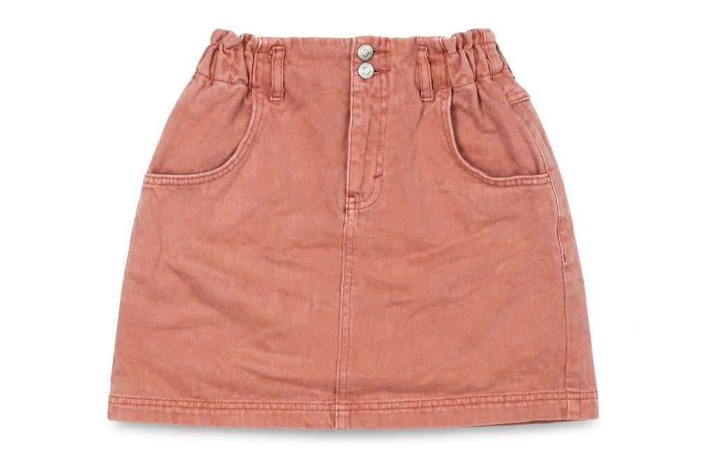 Topshop Womens Pink Cotton A-Line Skirt Size 8 Button - Elasticated Waist