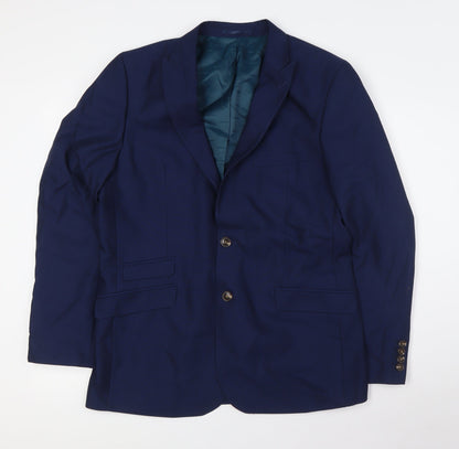 ONESIX5IVE Mens Blue Polyester Jacket Suit Jacket Size 42 Regular