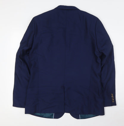 ONESIX5IVE Mens Blue Polyester Jacket Suit Jacket Size 42 Regular