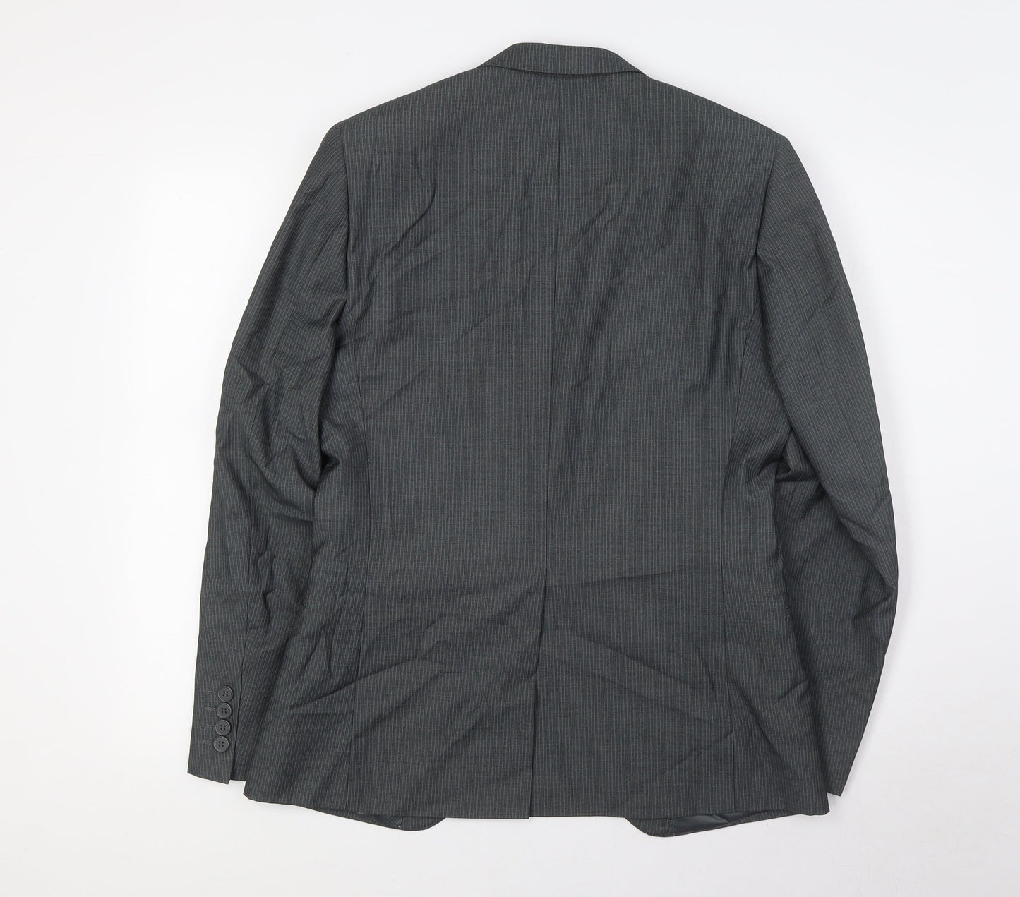Butler& Webb Mens Grey Striped Polyester Jacket Suit Jacket Size 36 Regular