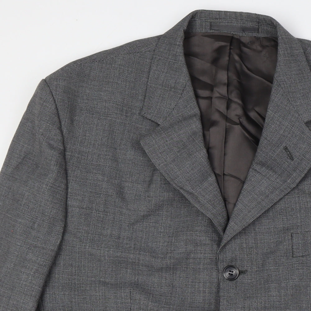 Candidate Mens Grey Polyester Jacket Suit Jacket Size 40 Big & Tall