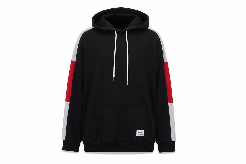 ASSDY Mens Black Cotton Pullover Hoodie Size L