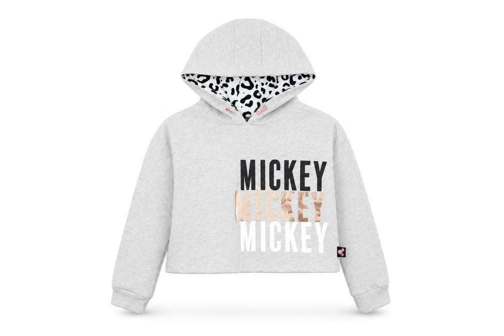 Disney Girls Grey Cotton Pullover Hoodie Size 9-10 Years Pullover - Mickey Mouse