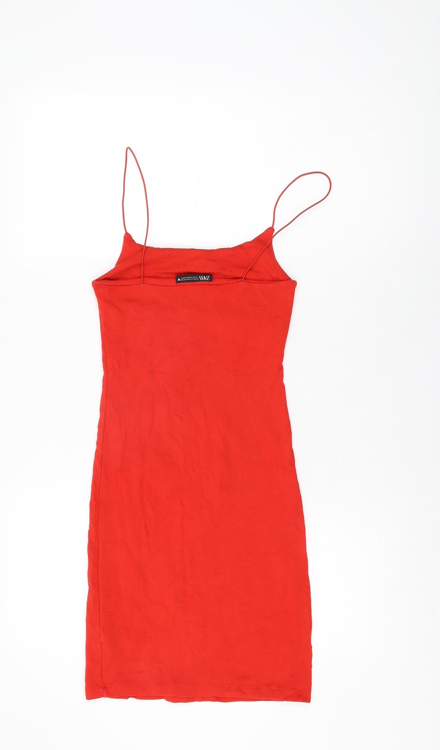 Zara Womens Red Cotton Bodycon Size M Scoop Neck Pullover