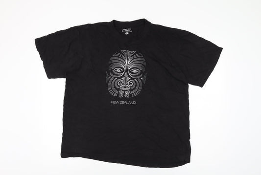 Design Apparel Womens Black Cotton Basic T-Shirt Size L Round Neck