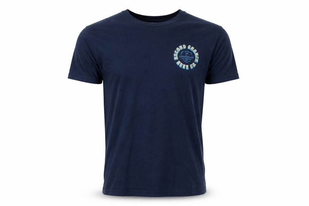 Second Chance Mens Blue Cotton T-Shirt Size L Round Neck