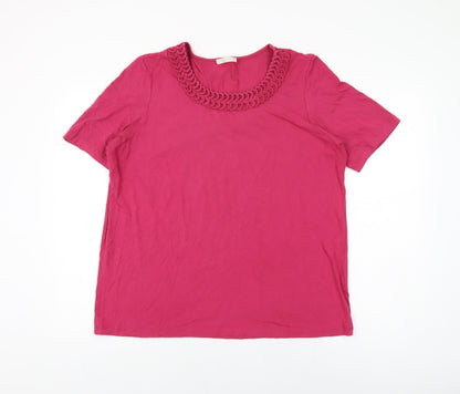 Marks & Spencer Womens Pink Viscose Basic T-Shirt Size 18 Round Neck