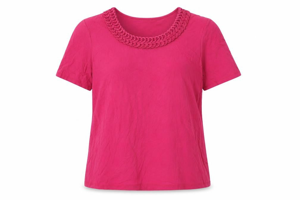 Marks & Spencer Womens Pink Viscose Basic T-Shirt Size 18 Round Neck