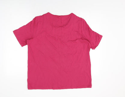Marks & Spencer Womens Pink Viscose Basic T-Shirt Size 18 Round Neck